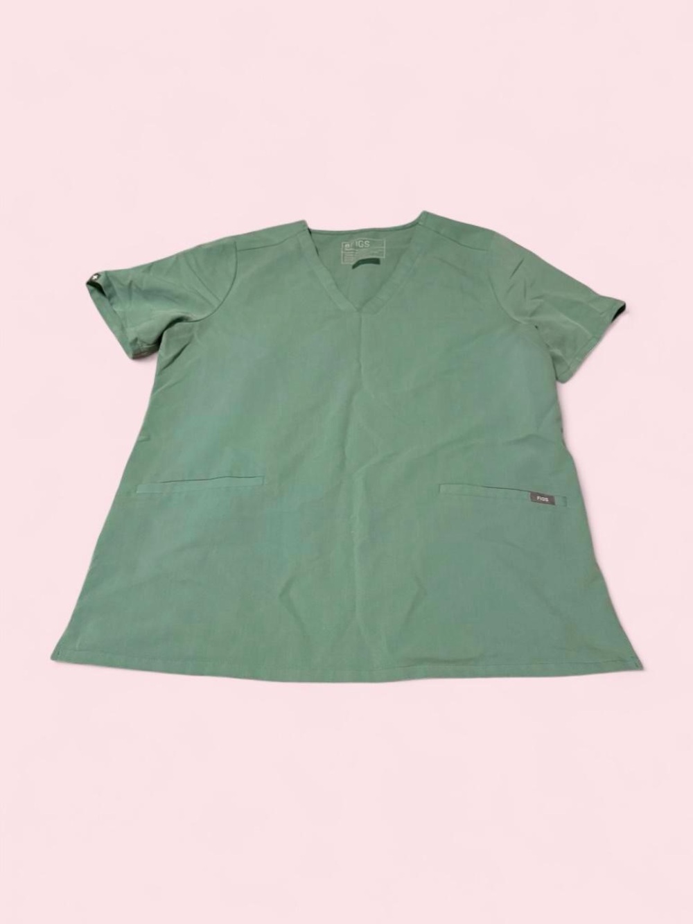 Figs Women's Green V-Neck Scrub Top